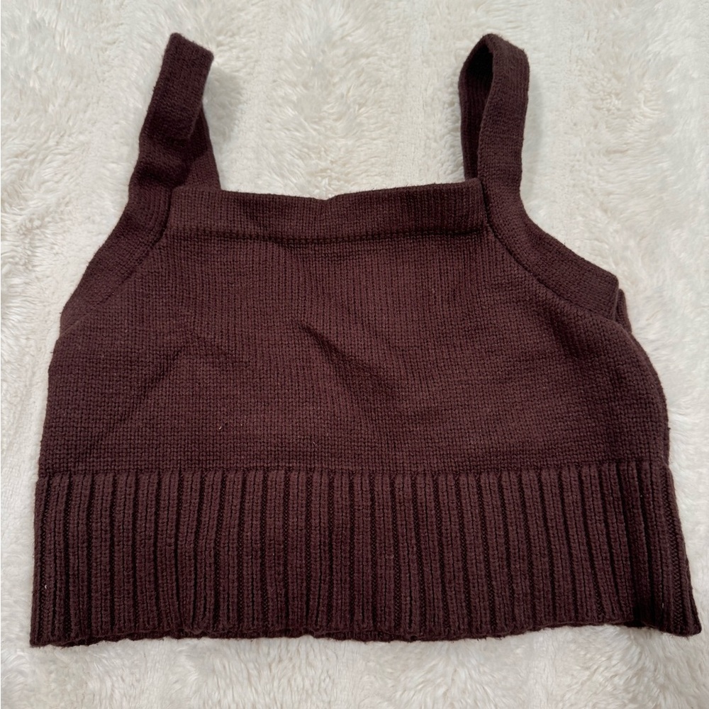 Brown Knit Garage Cropped Tank